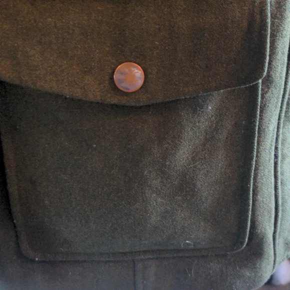 Army Green Wool Utility Coat with Hood - Picture 9 of 12